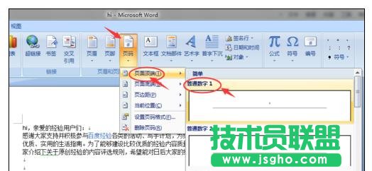 word2007頁碼怎么設置