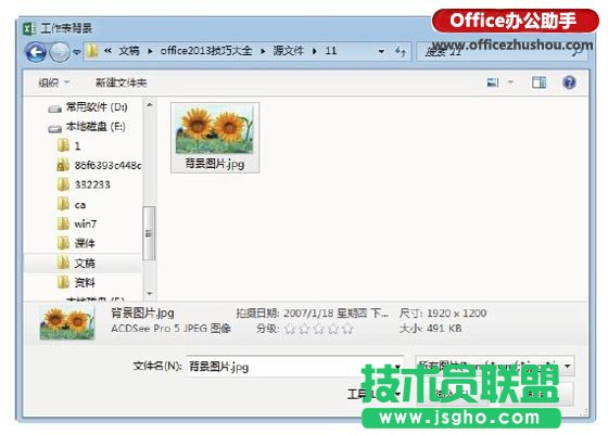 Excel 2013中為數據區域添加背景圖片的的方法