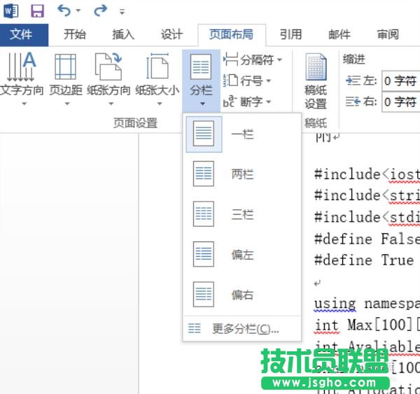 word對頁面的文字進行分欄