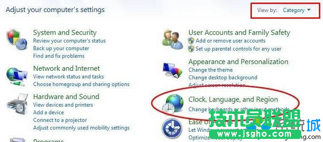 點擊&ldquo;Clock,Language,and Region&rdquo;