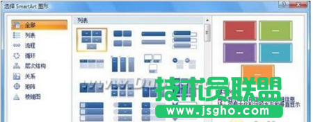 選擇 SmartArt 圖形”對話框