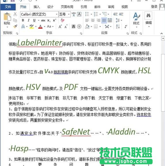 如何把Word2013文檔中的英文突出顯示