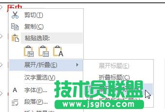 word2013中如何展開/折疊部分內容
