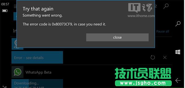 Win10 Mobile預覽版14905:應用更新遭遇0x80073cf9錯誤的解決方法 三聯