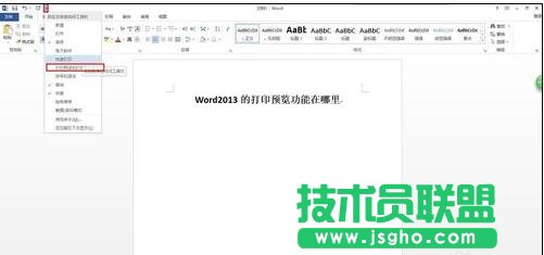 word2013打印預覽在哪