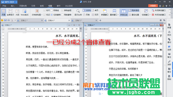 WPS文字如何設置同時并排查看文檔內容