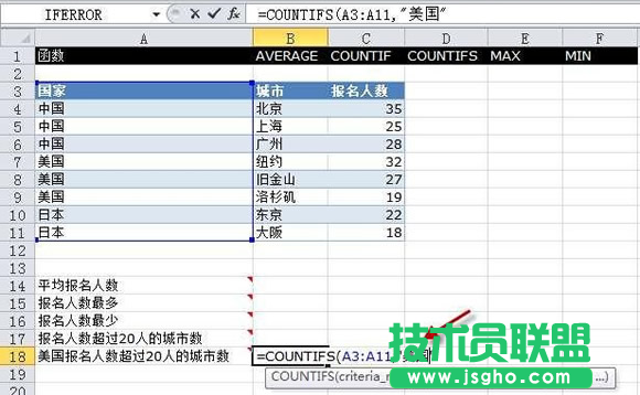 excel中countifs函數運用