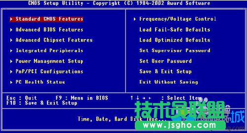 選擇第一項&ldquo;Standard CMOS Features&rdquo;