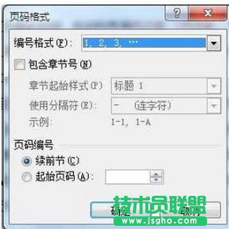  &ldquo;頁碼格式&rdquo;對話框