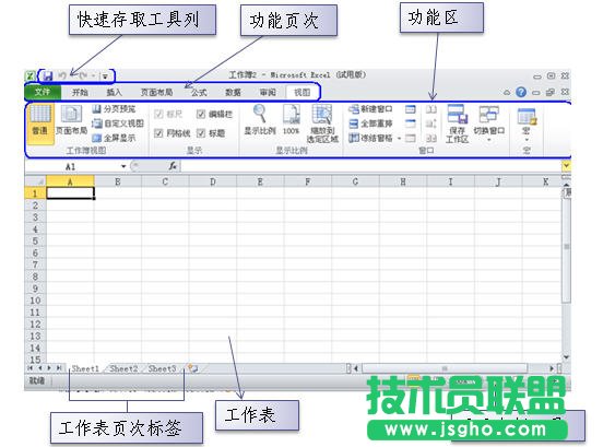 Excel2010工作界面圖文使用說明 三聯