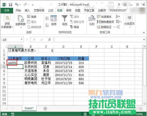 Excel2013教程 設(shè)置單元格輸入長(zhǎng)度數(shù)據(jù)