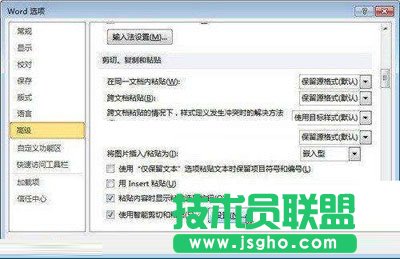 剪切、復制和粘貼&rdquo;設置選項