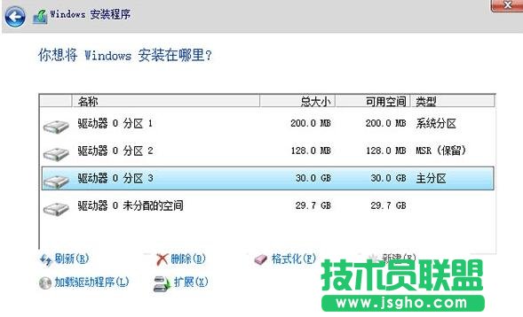 圖7：未分配空間可在此創建新的分區，也可在系統安裝完畢后創建